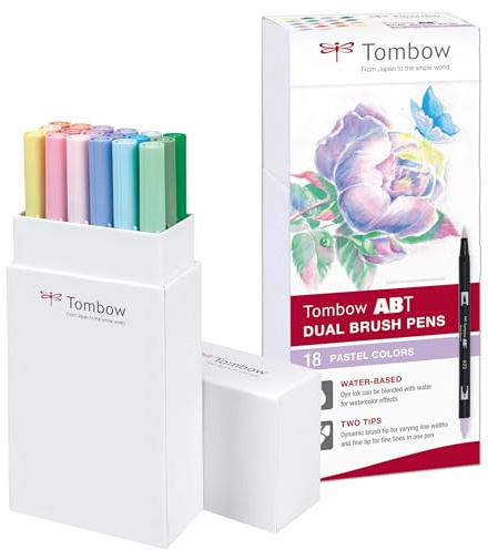 Tombow ABT-18P-5 Fasermaler Dual Brush Pen mit zwei Spitzen 18er Set, pastellfarben