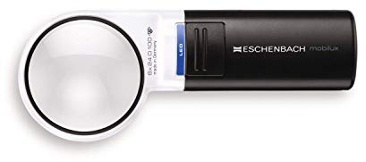 Illuminated Pocket Magnifier mobilux LED [Eschenbach 15116] Aspheric PXM® Lightweight Lens, Dimensions Lens: Ø 58 mm, Magnification: 6X, Dioptre: 24