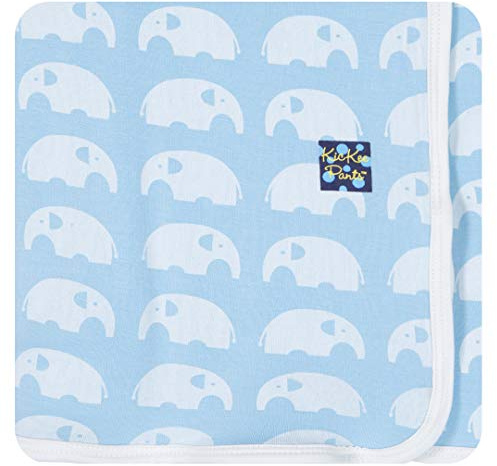 KicKee Pants Print Swaddle Blankets, Made from Viscose from Fabric Making it a Silky Soft Baby Blanket, Security Blanket, Dreamy Swaddle Wrap (Pond Elephant - One Size)