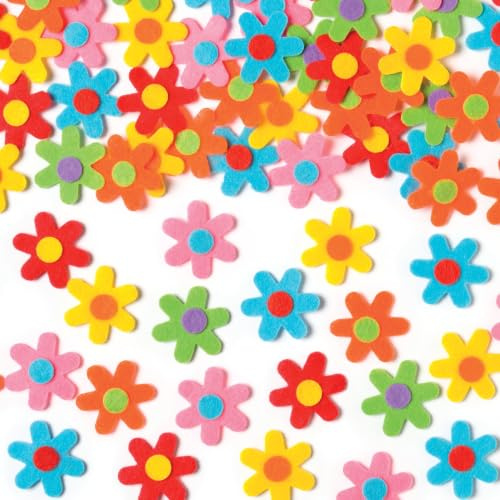 Baker Ross EV1563 Självhäftande filtblommor för pyssel för barn, perfekt för vår och karneval – 60 stycken, 3 cm