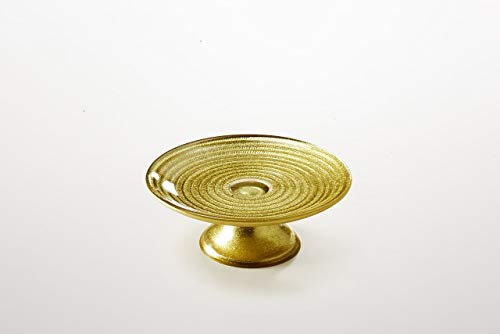 Ten Alzata Tonda per dolci in vetro oro decorata a mano riflessi dorati cod.7206071G cm 6h diam.16 by Varotto & Co.