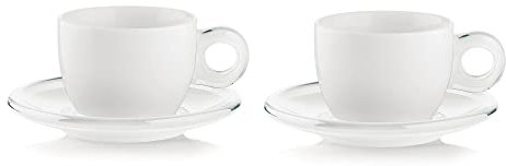 Guzzini Fratelli Gocce, Set de 2 Tasses à Cappuccino avec sous-Tasses, SMMA|Porcelain