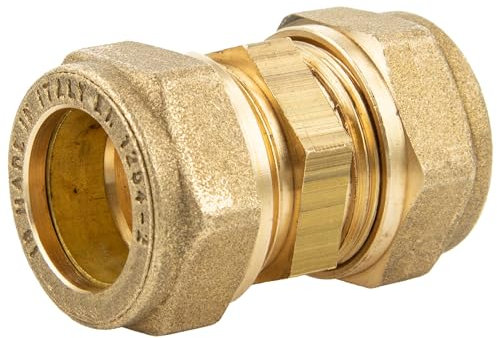 tecuro Klemmringverschraubung, 15 x 15 mm, für Trinkwasser gemäß DVGW W 534 geprüft und zugelassen, auch für Solaranwendungen, Messing