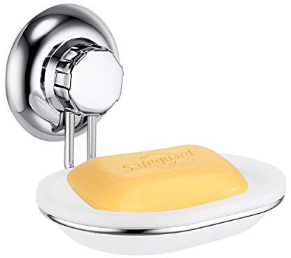 MaxHold No-Drilling/Suction Cup Soap Dish - Vaccum System - Stainless Steel Never Rust - for Bathroom & Kitchen