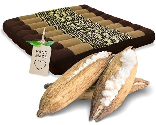 livasia Sitzkissen Stuhlauflage groß - 50x50x6cm - Bodenkissen Indoor/Outdoor, Meditationskissen Yogakissen, Stuhlauflage für Palettenmöbel, Steppkissen für Stuhl und Bank (Braun/Elefanten)