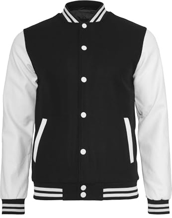 Urban Classics Oldschool College Jacket Veste, Multicolore (Noir/Blanc), S Homme