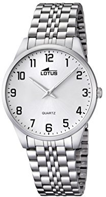 LOTUS Reloj Hombre Analógico de Acero Inoxidable 316l Plateado - Movimiento de Cuarzo - Cristal Mineral de Alta Resistencia - Resistente al Agua 5 ATM 15883/1