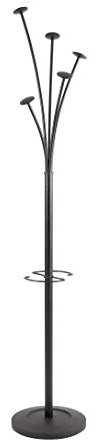 Alba Festival Hat and Coat Stand Tubular Steel with Umbrella Holder and 5 Pegs Black Ref PMFESTY N