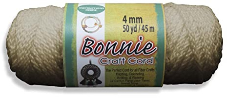 Bonnie Macrame Craft Cord 4mmX50yd, Pearl Beige