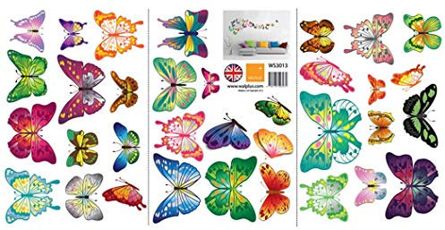 Walplus Butterflies Wall Stickers - Office Home Decoration, 120cm x 70cm, PVC, Removable, Transparent Borders, Self-Adhesive, Multi-Color