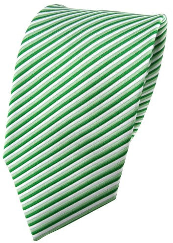 TigerTie Designer Seidenkrawatte in grün hellgrün silber gestreift