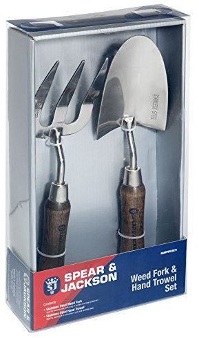 Spear & Jackson HANDTOOLSET1 Stainless Hand Trowel & Weed Fork Set, Natur