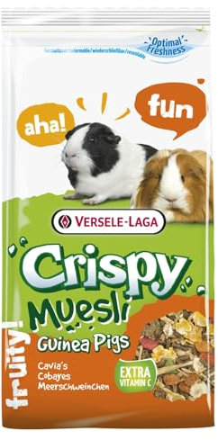 Versele-Laga Crispy Muesli Cobayas | 1 kg | Alimento complementario para cobayas | Mezcla Rica en Fibra para apoyar los Dientes y la función intestinal | con Vitamina C