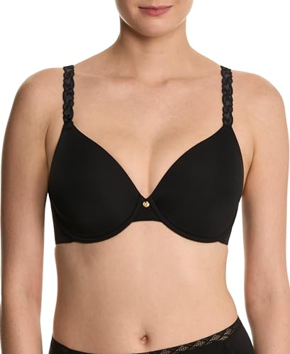 Natori Women's Pure Luxe Custom Coverage Contour Bra, Opaque, Black Combi, 34D