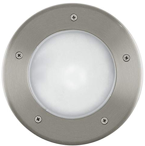 EGLO LED Bodeneinbauleuchte Riga 3, 1 flammige Einbauleuchte, Wegelampe aus Edelstahl in Silber und Kunststoff in Weiß, E27 Fassung, IP67