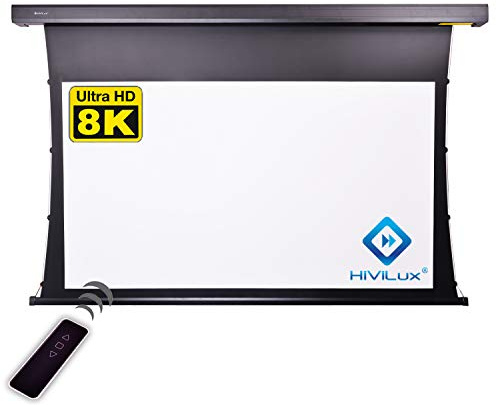 HiViLux - telo per proiettore, motorizzato, a doppio binario, 1,0, bianco, panno in pellicola professionale per cinema/3D/8K/UHD/Serie TXN, (16:9, immagine:187 x 105cm, diagonale 84 bianco)