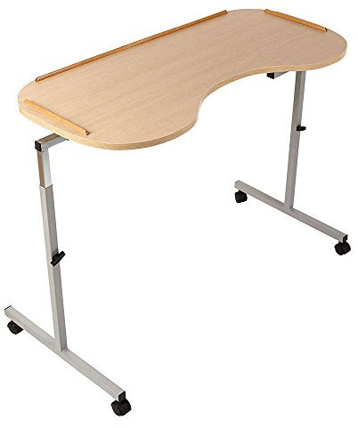 NRS Healthcare Adjustable Curved Over Bed/Chair Table M99394 with Lockable Castors