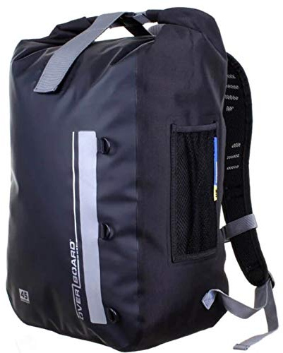 OverBoard Classic Waterproof Backpack | 45 Litre Floating Pack | 100% Waterproof Dry Bag with Top Fold Seal System (Black)