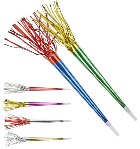 Widmann 1562S - Papier-Trompeten, 2 Stück, Länge 35 cm, farbig sortiert, Krachmacher, Partyartikel, Karneval, Fasching, Silvester, Fanartikel, Mottoparty, Geburtstag