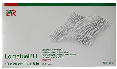 LOMATUELL H Salbentüll 10x20 cm steril 10 St