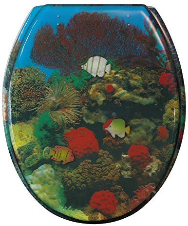 SITZPLATZ - 40544 7 - WC-Sitz Dekor 3-D-Riff - Toilettensitz aus Kunststoff-Polyresin & Unikat, da handgefertigt mit Metall-Scharnier