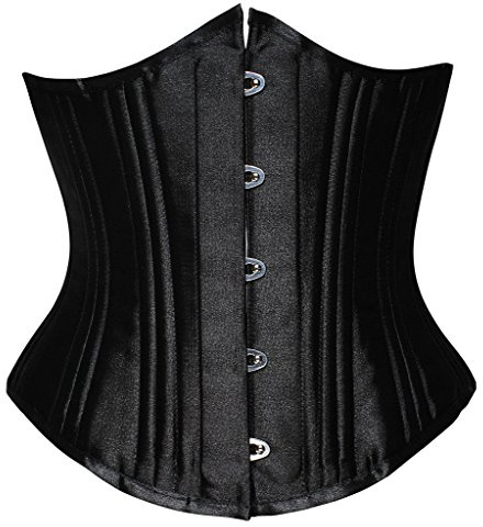 SHAPERX Women's Waist Training Corsets Underbust Heavy Duty 26 Steel Boned Hourglass Silhouette Body Shaper, SZ1908-Black-S