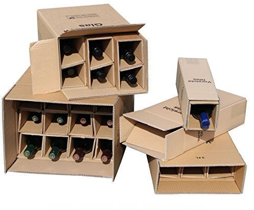 Hellenikos 10x 1er Flaschenversandkarton Stehbox Kompakt, braun, Pappe, für den sicheren Wein- und Champagnerflaschenversand
