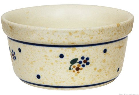 Original Bunzlauer Keramik Dessertschale Ø9,0cm Creme Brulee Soufflee-Förmchen Ragout fin Dip Schale Würzfleisch Auflaufform-Schälchen mit 100 ml für Desserts, Muffins, Pasteten im Dekor 111