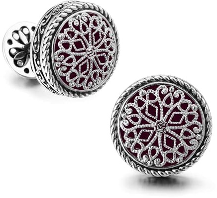 Platinum Plated Silver Cufflinks for Men Vintage Floral Celtic Knot Design, Perfect for Weddings, Business, and Formal Attire, Luxury Wooden Gift Box Included