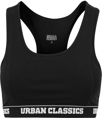 Urban Classics Logo Bra Mujer Mujer Bustier Negro 95% algodón, 5% elastán