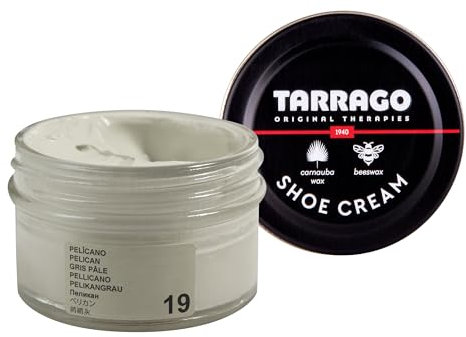 Tarrago | Crema per scarpe 50 ml | Crema nutriente, lucidante e protettiva per scarpe, calzature, borse e accessori in pelle, pelle e pelle sintetica (Pelícano 19)