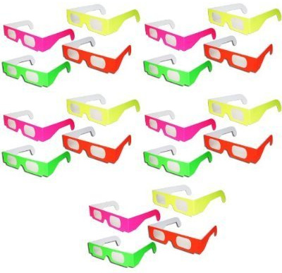 DINNER SWEAR 20 Pairs -Individually Folded in Clear Reusable Sleeve - Neon Prism Diffraction Fireworks Glasses - For Laser Shows, Raves