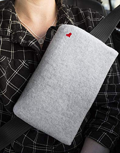 The Breast & Chest Buddy Seatbelt Cushion, Gray, Heart Design | Post-surgery protection, Machine washable cover, Works on all seatbelts, Made in USA