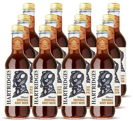 Hartridges 330ml Sparkling Root Beer - Pack of 12 of 330ml Glass Bottles. Sparkling Drink with Natural Extracts and No Artificial Colours. Suitable for Vegans