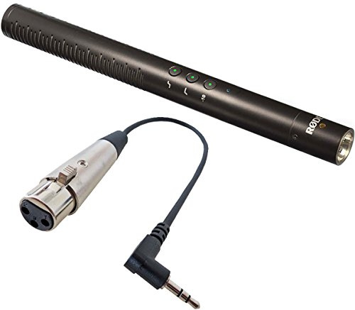 Rode NTG-4 - Micrófono direccional + cable de micrófono keepdrum MC-025XJ XLR3F de 3,5 mm TRS para cámaras