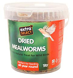 Extra Select Dried Mealworms for Wild Birds: Protein Rich Wild Bird Food for Robins and Wildlife - Meal Worms for Garden Birds - 1 Litre Tub