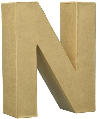 GLOREX 6 2029 114 - Papp - Buchstabe N, Buchstabe aus brauner Pappe, ca. 17,5 X 5,5 cm groß, zum bemalen und bekleben, für Serviettentechnik und Décopatch, ideal als Dekoration