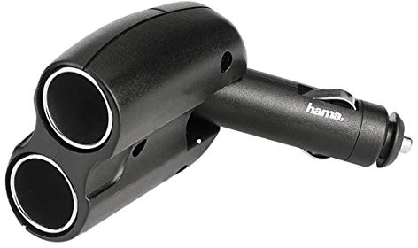 Hama 2-fach-Verteiler für KFZ-Zigarettenanzünder (12V) mit LED-Anzeige, bis 180° schwenkbar, 088436