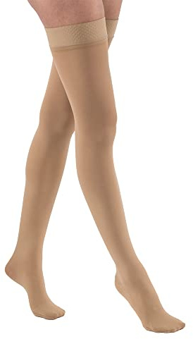 JOBST Relief Thigh High Graduated Compression Stockings 30-40mmHg - Comfortable Unisex Design with Silicone Dot Band - Closed Toe, Beige, X-Large