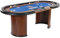GAMES PLANET Pokertisch „Royal Flush“, 213 x 106 x75 cm, Farbwahl, Gewicht 58kg, 9 Getränkehalter, gepolsterte Armauflage, blau
