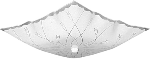 Progress Lighting P4962-30 Square Glass Close-to-Ceiling, 12-Inch Diameter x 5-1/2-Inch Height, Etched White