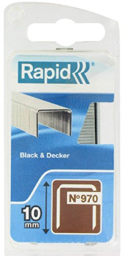 Rapid Tackerklammern Typ 970, 10 mm, Flachdrahtklammern aus verzinktem Stahl, 896 Stück, für Black+Decker Hand‑ und Elektrotacker