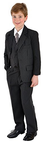 familientrends 5 teiliger Kinderanzug Kommunionsanzug mit Nadelstreifen viele Größen blau und schwarz, Grösse Bekleidung:104;Farbe:Schwarz