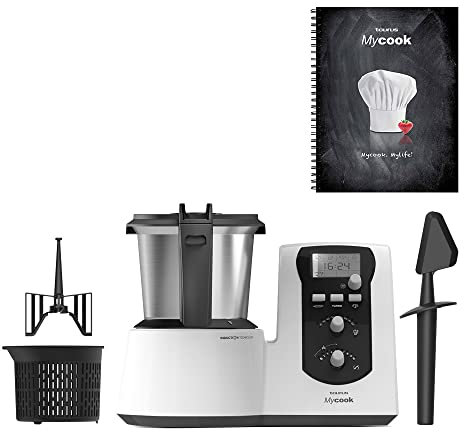 Taurus Mycook Easy - Robot de Cocina, app mycook miles de recetas gratuitas, Multifunción, 1600W, 2L, Inducción hasta 120º, incluye recetario, Vaporera, Sofrie, Amasa, turbo, cestillo