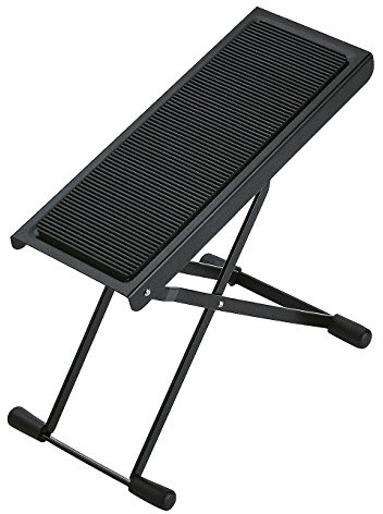 K&M 14670 Fußbank aus Stahl in Schwarz - 6-fach verstellbar - mit breiter Auflage - Höhe von 11,9 bis 26,4 cm - aus Stahl