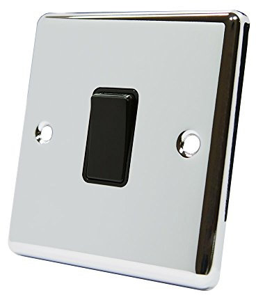AET CPC1GSWIBL 1 Gang 2 Way 10 A Classical Chrome Polished Black Insert Plastic Rocker Light Switch