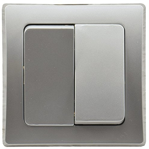 Delphi Interrupteur Mural Double encastré avec Cadre 250 V/10 A I Interrupteur Mural avec Double Bascule et Couvercle Argenté Gris
