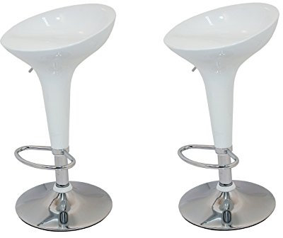 DP Grifería 2 x 1000 – Pack 2 Barhocker mit Basis in Chrom und Sitz in weiß (PVC)