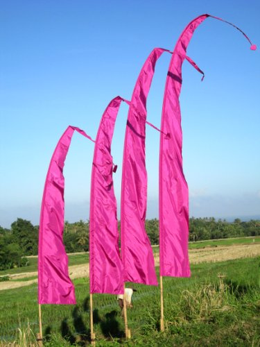 Original Asiatische Gartendekoration in Aubergine | Umbul-Umbul 5 m aus Satin | ohne Stange | Dekorative Bali Flagge für Garten, Balkon, Terrasse & stilvolle Outdoor-Gestaltung