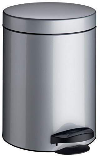 Meliconi - Pattumiera a pedale, capacità 5 litri, colore: argento, metallo, taglia unica